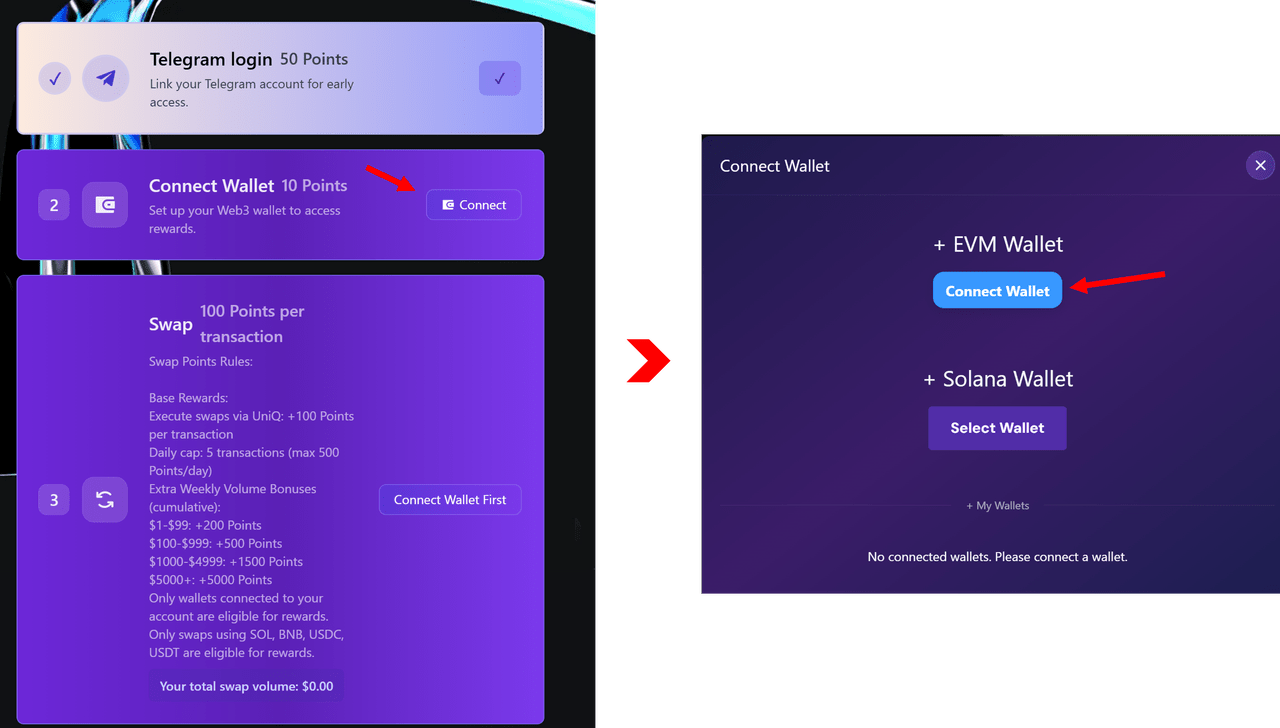 UnifAI network connect ví