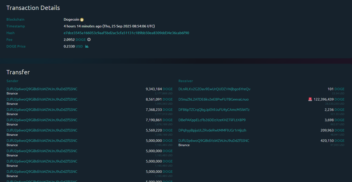 Có vẻ như người gửi đã trả một khoản phí chỉ 2 DOGE để giao dịch được thực hiện | Nguồn: Whale Alert