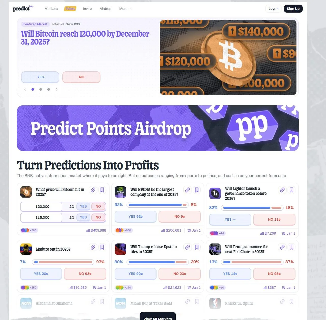 Trang chủ của Predict.fun